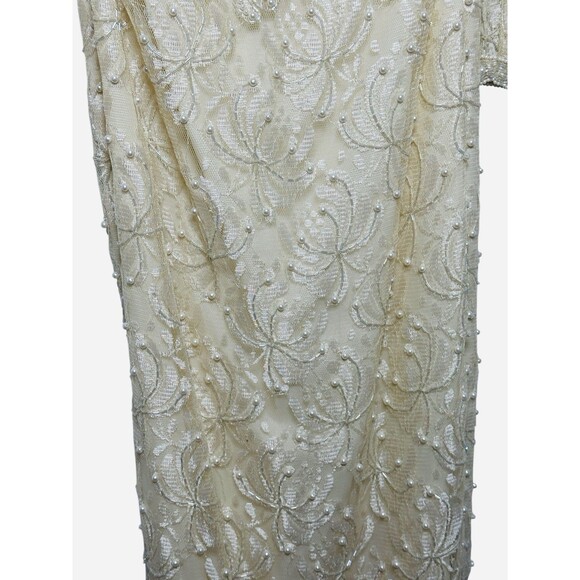 Vintage Beaded Sequins Lace Glam Sheath Wedding Bride Cocktail Dress Sz Small - Picture 6 of 16